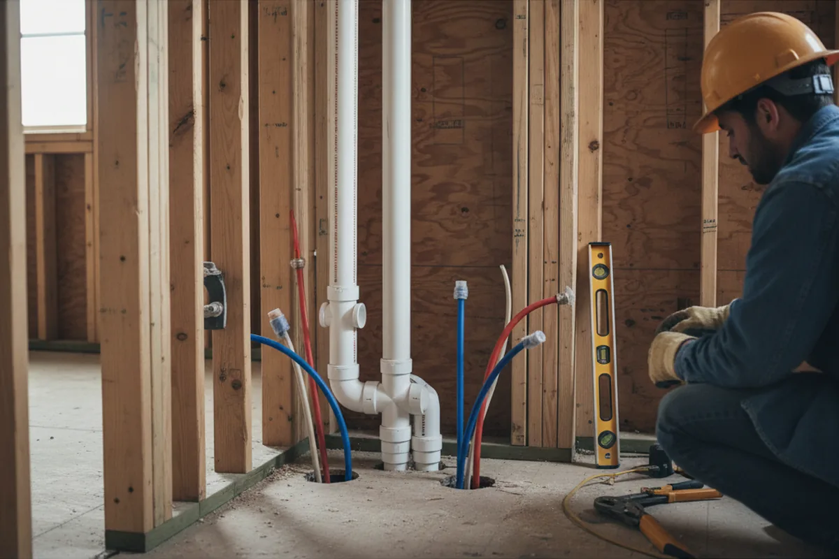 Drain and supply rough-in during Drain Cleaning in Juliustown