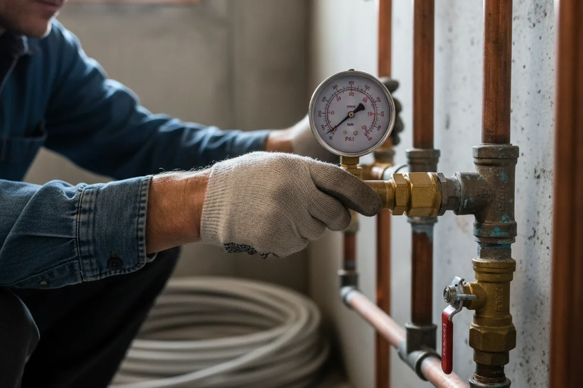 Pressure testing a repaired line during Water Line Repair in Juliustown